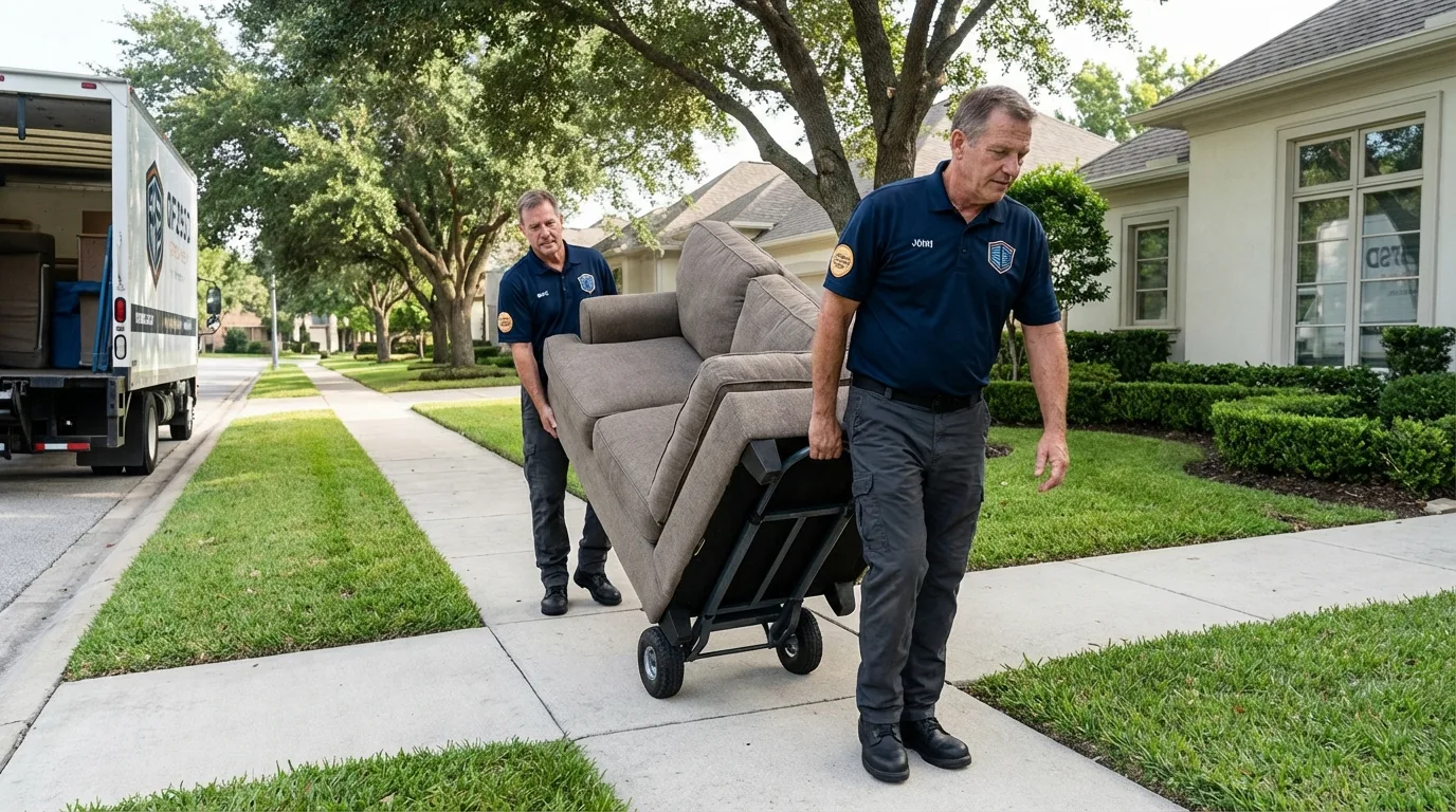 Local residential moving crew loading furniture in Wausau, WI