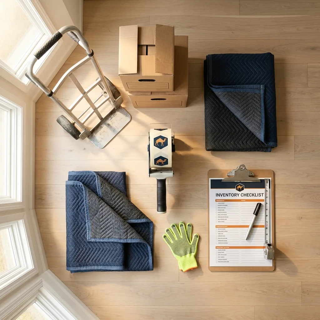 Professional moving supplies and packing materials layout for Wausau residential relocations